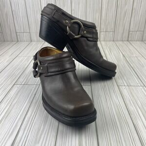 VTG 90's Y2K Lower East Side Womens US 6.5 Brown Chunky Mules Clog Bootie Shoes